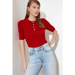 Trendyol Red Polo Neck Knitwear Sweater vyobraziť