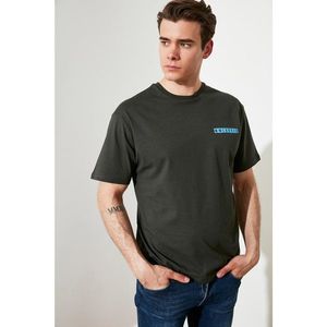 Trendyol Khaki Men's Wide Cut Crew Neck Short Sleeve Printed T-Shirt vyobraziť