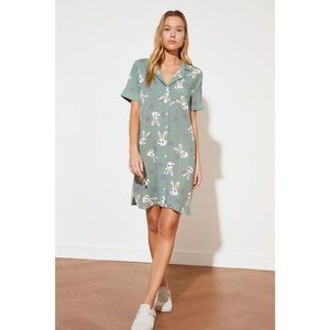 Trendyol Mint Rabbit Patterned Woven Dress vyobraziť