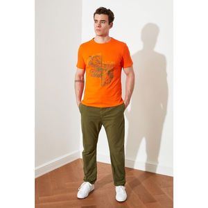 Trendyol Orange Men's Regular Fit Crew Neck Short Sleeve Printed T-Shirt vyobraziť