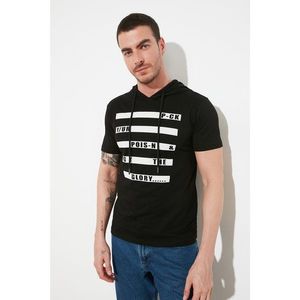 Trendyol Black Male Slim Fit Printed Hooded T-Shirt vyobraziť