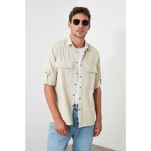Trendyol Cream Men's Regular Fit Shirt Collar Large Pocket Cover Shirt vyobraziť