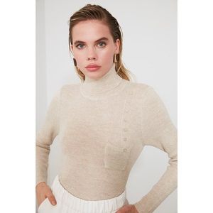 Trendyol Stone Button Detailed Knitwear Sweater vyobraziť