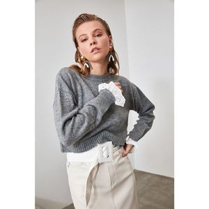 Trendyol Anthracite Lace Detailed Knit Sweater vyobraziť