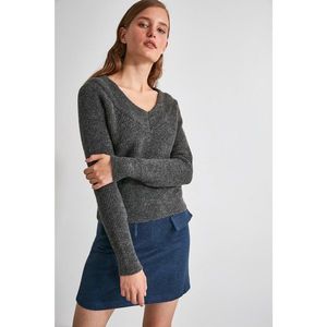 Trendyol Anthracite V Collar Knit Sweater vyobraziť