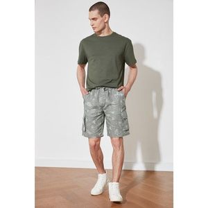 Trendyol Khaki Men's Double Flap Pocket Tropical Printed 100% Linen Shorts & Bermuda vyobraziť