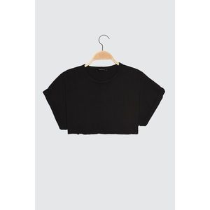 Trendyol Black Super Crop Knitted T-Shirt vyobraziť