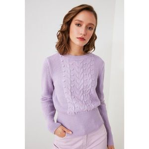 Trendyol Lila Braided Knitwear Sweater vyobraziť