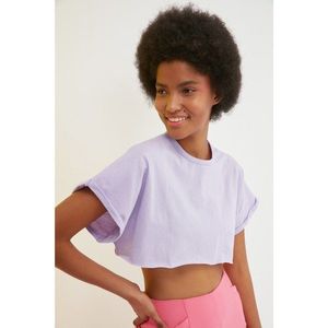 Trendyol Lilac Super Crop Knitted T-Shirt vyobraziť