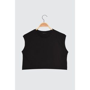 Trendyol Black Sleeveless Crop Knitted T-Shirt vyobraziť