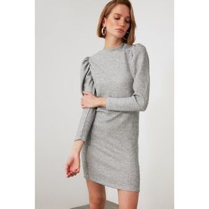 Trendyol Grey Sleeves Shrapnel Knitted Dress vyobraziť