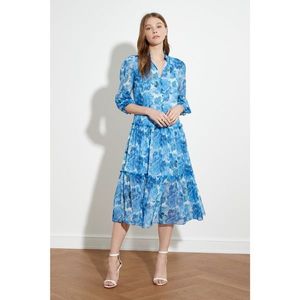 Trendyol Blue Button Detailed Ruffly Dress vyobraziť