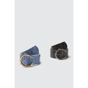 Trendyol Multicolored 2 Pack Indigo and Anthracite Croco Leather Looking Buckle Belt vyobraziť