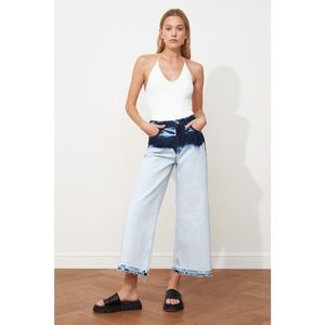 Trendyol Blue Color Block High Waist Culotte Jeans vyobraziť