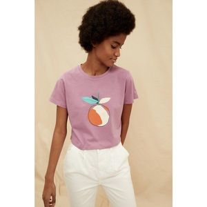 Trendyol Purple 100% Organic Cotton Crop Printed Knitted T-Shirt vyobraziť