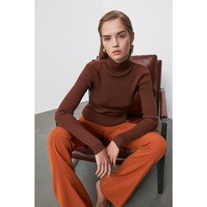 Trendyol Brown KnitPon Detailed Knitwear Sweater vyobraziť