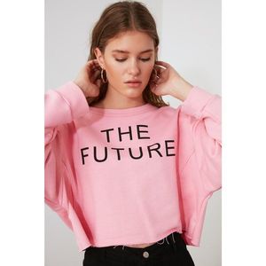 Trendyol Pink Printed Knitted Sweatshirt vyobraziť