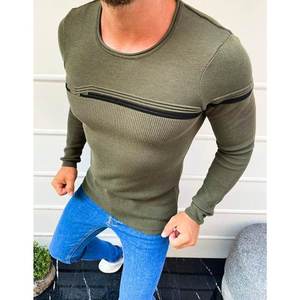 Khaki men's pullover sweater WX1627 vyobraziť