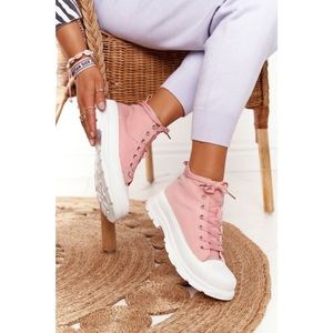 Women's High Sneakers On A Chunky Sole Pink Trissy vyobraziť