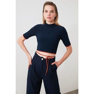 Trendyol Navy Clamping Detailed Knitted Blouse vyobraziť