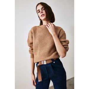 Trendyol Camel Bicycle Collar Knitwear Sweater vyobraziť