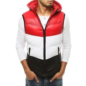 Men's quilted hooded vest red TX3382 vyobraziť