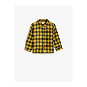 Koton Boy's Yellow Plaid Classic Collar Long Sleeve Shirt vyobraziť