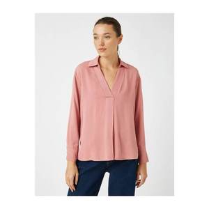 Koton Women's Pink Shirt Collar Long Sleeve Blouse vyobraziť