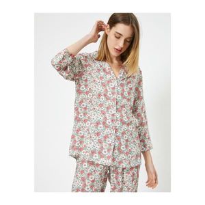 Koton V Neck Long Sleeve Patterned Button Detail Pajama Top vyobraziť