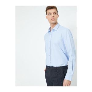 Koton Men's Blue Classic Collar Long Sleeve Slim Fit Shirt vyobraziť