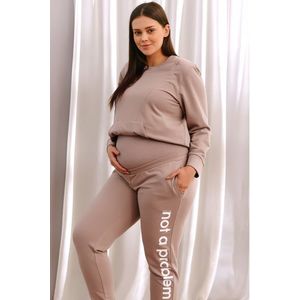Béžové tehotenské teplákové nohavice SPO4238 vyobraziť