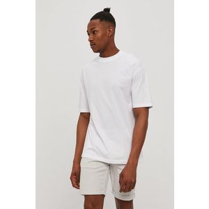 Bavlnené tričko Jack & Jones biela farba, jednofarebné vyobraziť