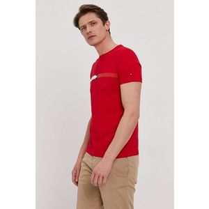 Tričko Tommy Hilfiger pánske, červená farba, s potlačou vyobraziť