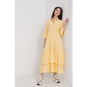 Šaty Answear Lab žltá farba, maxi, áčkový strih vyobraziť