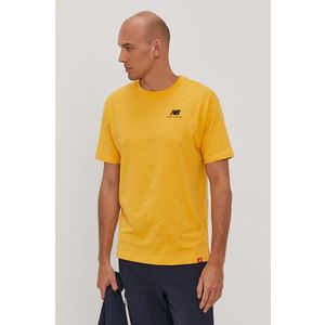 Tričko New Balance pánske, žltá farba, jednofarebné vyobraziť