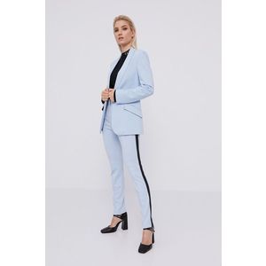 Nohavice Karl Lagerfeld dámske, modrá farba, priliehavé, stredne vysoký pás vyobraziť
