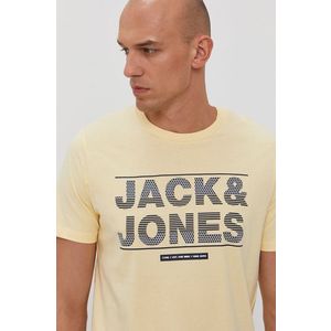 Tričko Jack & Jones pánske, žltá farba, s potlačou vyobraziť