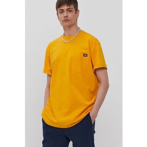 Tričko Dickies pánske, žltá farba, jednofarebné vyobraziť