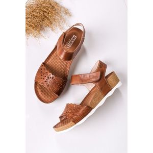 Škoricové kožené platformové sandále Mahon vyobraziť