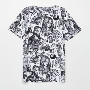 Cropp - Tričko s kontrastnou potlačou - Biela vyobraziť