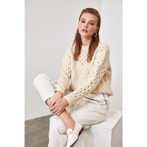 Trendyol Ekru KnitTed Detailed Ajurlu Knitwear Sweater vyobraziť