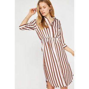 Koton Women's Brown Striped Dress vyobraziť