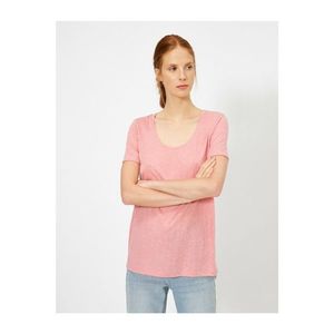Koton Women's Pink Scoop Neck T-Shirt vyobraziť