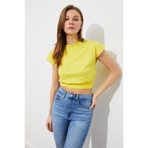 Trendyol Yellow Crop Gathered Detailed Knitted Blouse vyobraziť