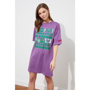 Trendyol Purple Boyfriend Knitted Dress vyobraziť