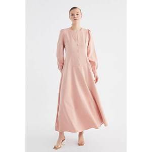 Trendyol Dried Rose Button Detailed Dress vyobraziť