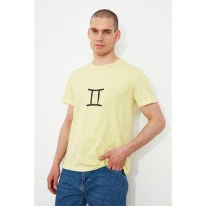 Trendyol Yellow Men's Regular Fit Crew Neck Short Sleeve Printed T-Shirt vyobraziť