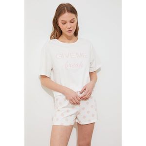 Trendyol White Slogan Knitted Pajamas Set vyobraziť