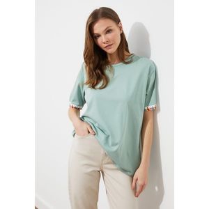 Trendyol Mint Tassel Detailed Boyfriend Knitted T-Shirt vyobraziť