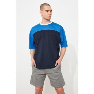 Trendyol Navy Blue Men's Oversized Short Sleeve Paneled T-Shirt vyobraziť